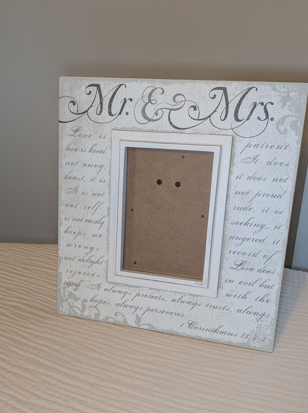 Mr. & Mrs. Decorative White Photo Frame - Wedding Accent